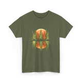 Nature Reflection Trees Forest T-Shirt - Military Green