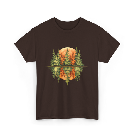 Nature Reflection Trees Forest T-Shirt - Dark Chocolate