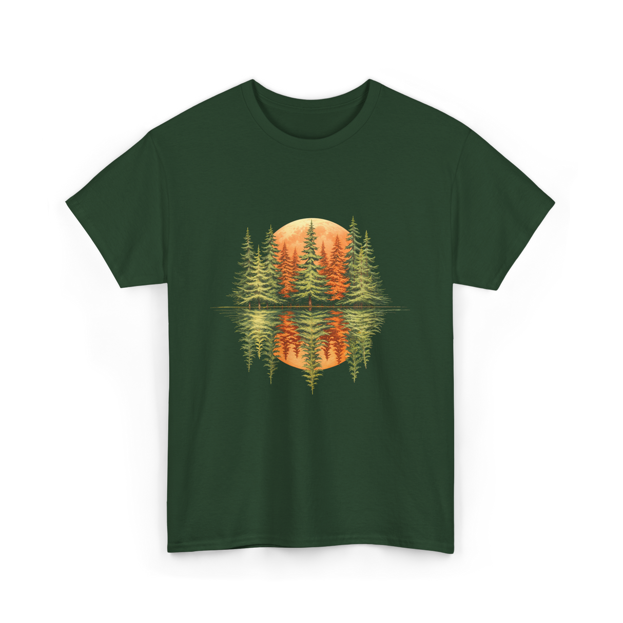 Nature Reflection Trees Forest T-Shirt - Forest Green