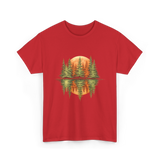 Nature Reflection Trees Forest T-Shirt - Red