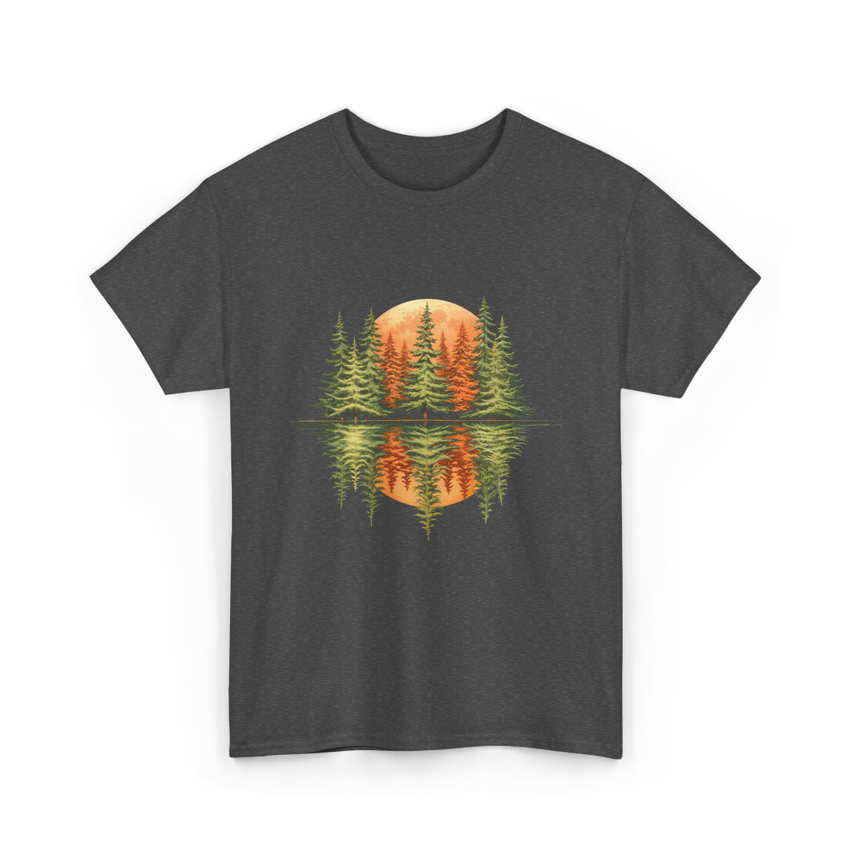 Nature Reflection Trees Forest T-Shirt - Dark Heather