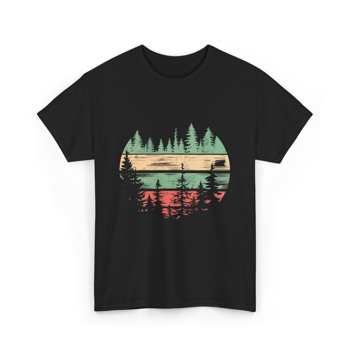 Nature Scene Outdoors Forest Landscape T-Shirt - Black