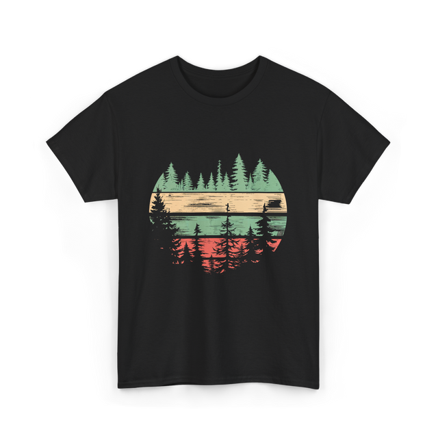 Nature Scene Outdoors Forest Landscape T-Shirt - Black