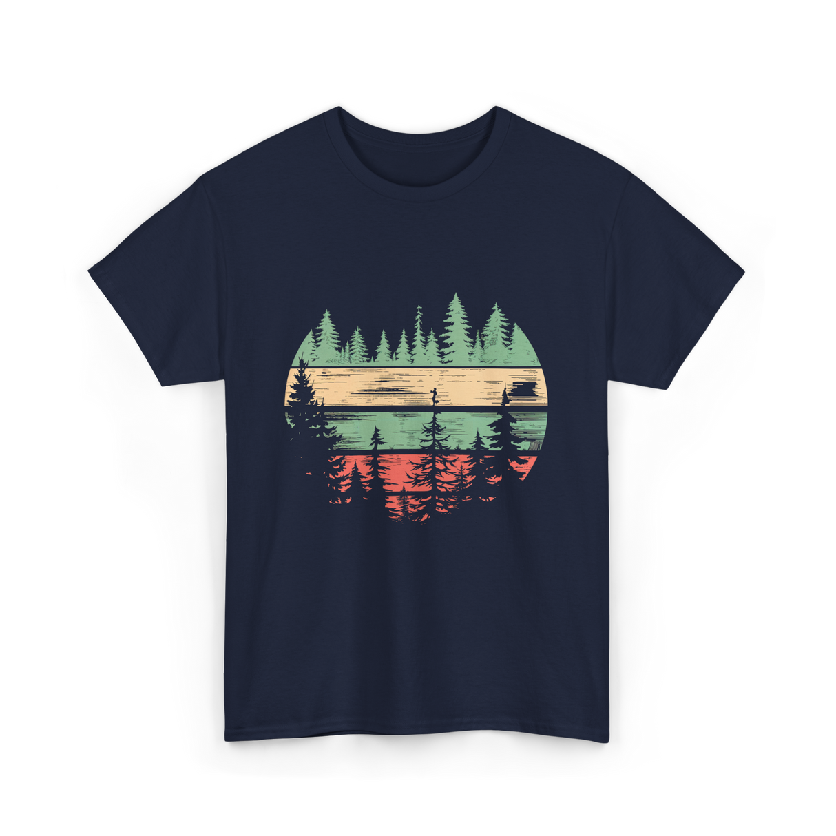 Nature Scene Outdoors Forest Landscape T-Shirt - Navy