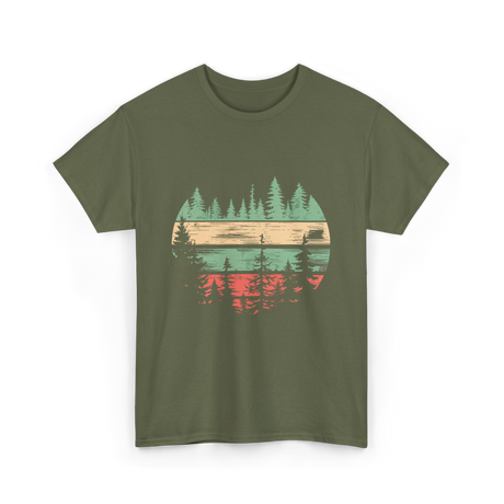 Nature Scene Outdoors Forest Landscape T-Shirt - Military Green