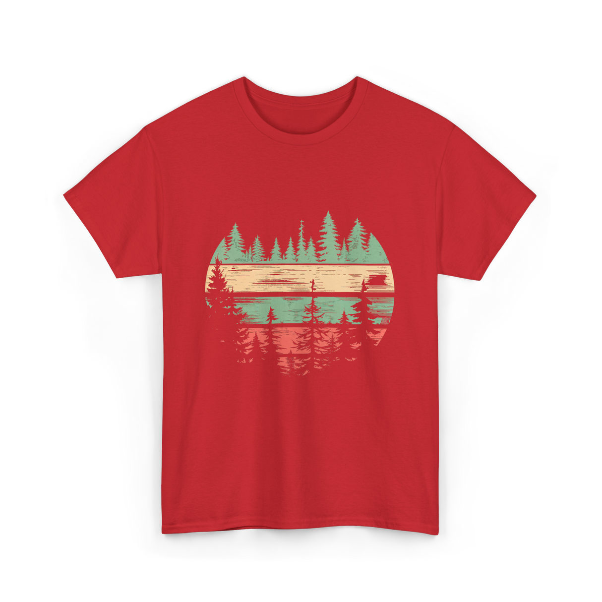 Nature Scene Outdoors Forest Landscape T-Shirt - Red