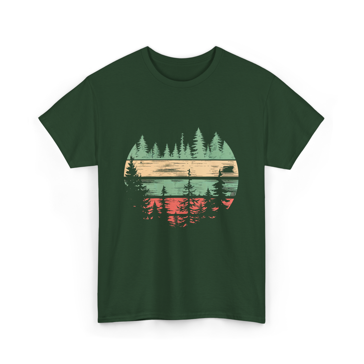 Nature Scene Outdoors Forest Landscape T-Shirt - Forest Green