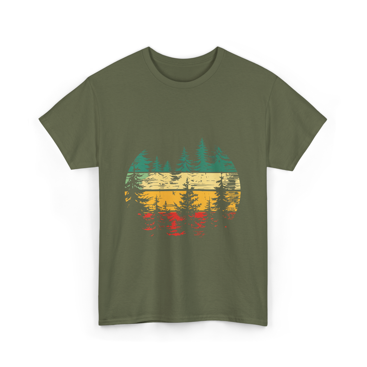 Nature Trees Forest Outdoors T-Shirt - Military Green