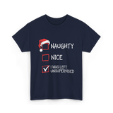 Naughty Nice I Was Left Unsupervised T-Shirt - Navy