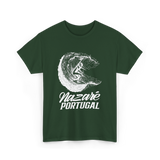 Nazare Portugal Surf Wave Surfing T-Shirt - Forest Green