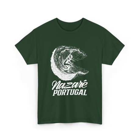 Nazare Portugal Surf Wave Surfing T-Shirt - Forest Green