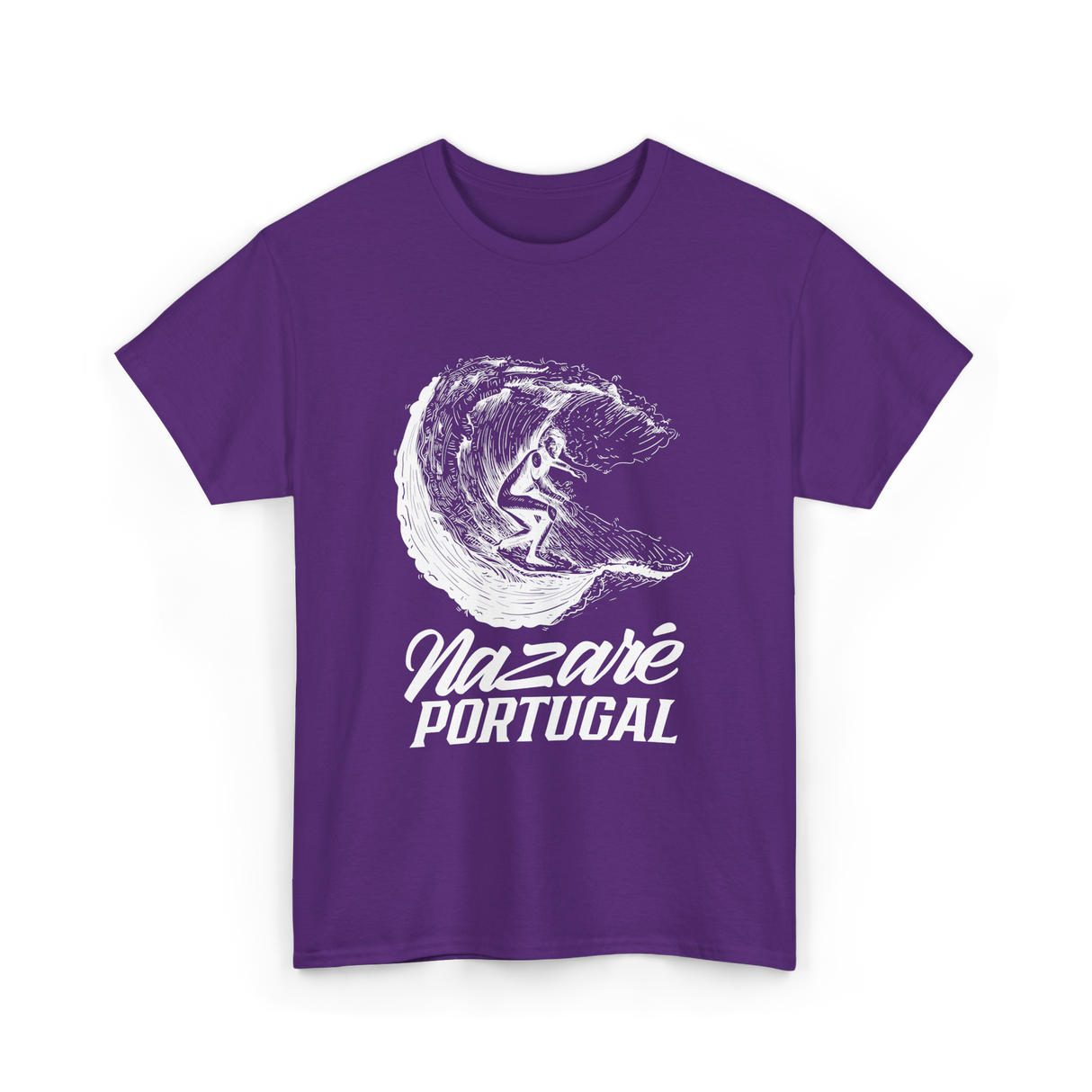 Nazare Portugal Surf Wave Surfing T-Shirt - Purple