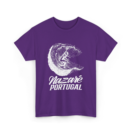 Nazare Portugal Surf Wave Surfing T-Shirt - Purple