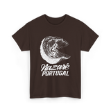 Nazare Portugal Surf Wave Surfing T-Shirt - Dark Chocolate