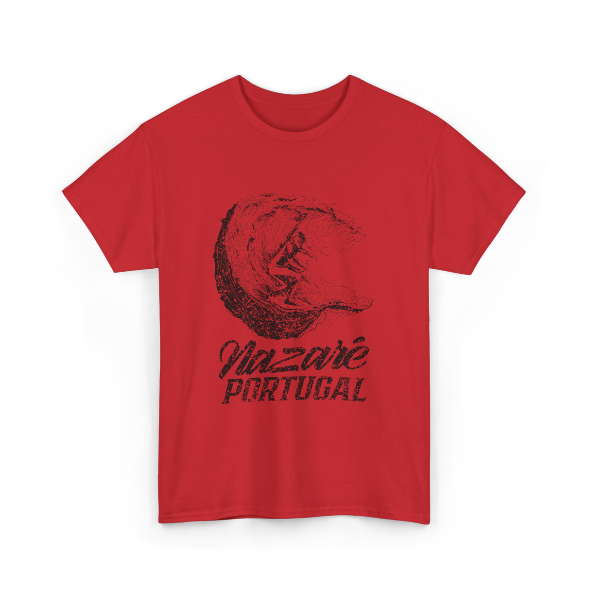 Nazaré Portugal Surfing Surfer Waves T-Shirt - Red