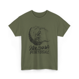 Nazaré Portugal Surfing Surfer Waves T-Shirt - Military Green