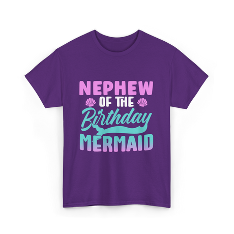 Nephew Mermaid Birthday Mermaid T-Shirt - Purple