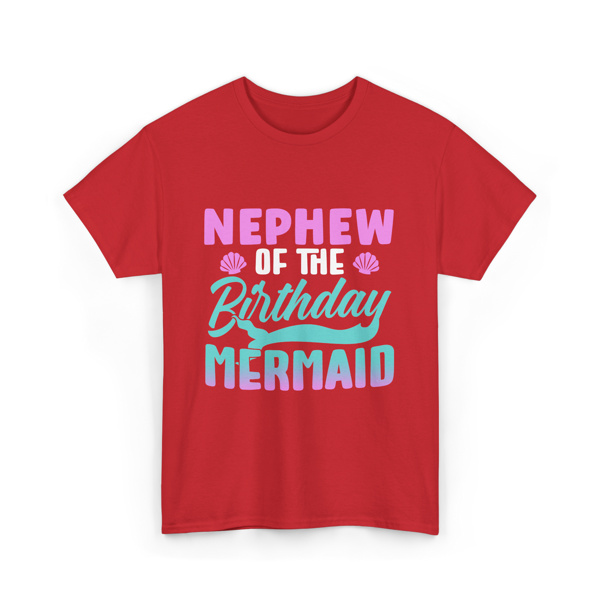 Nephew Mermaid Birthday Mermaid T-Shirt - Red