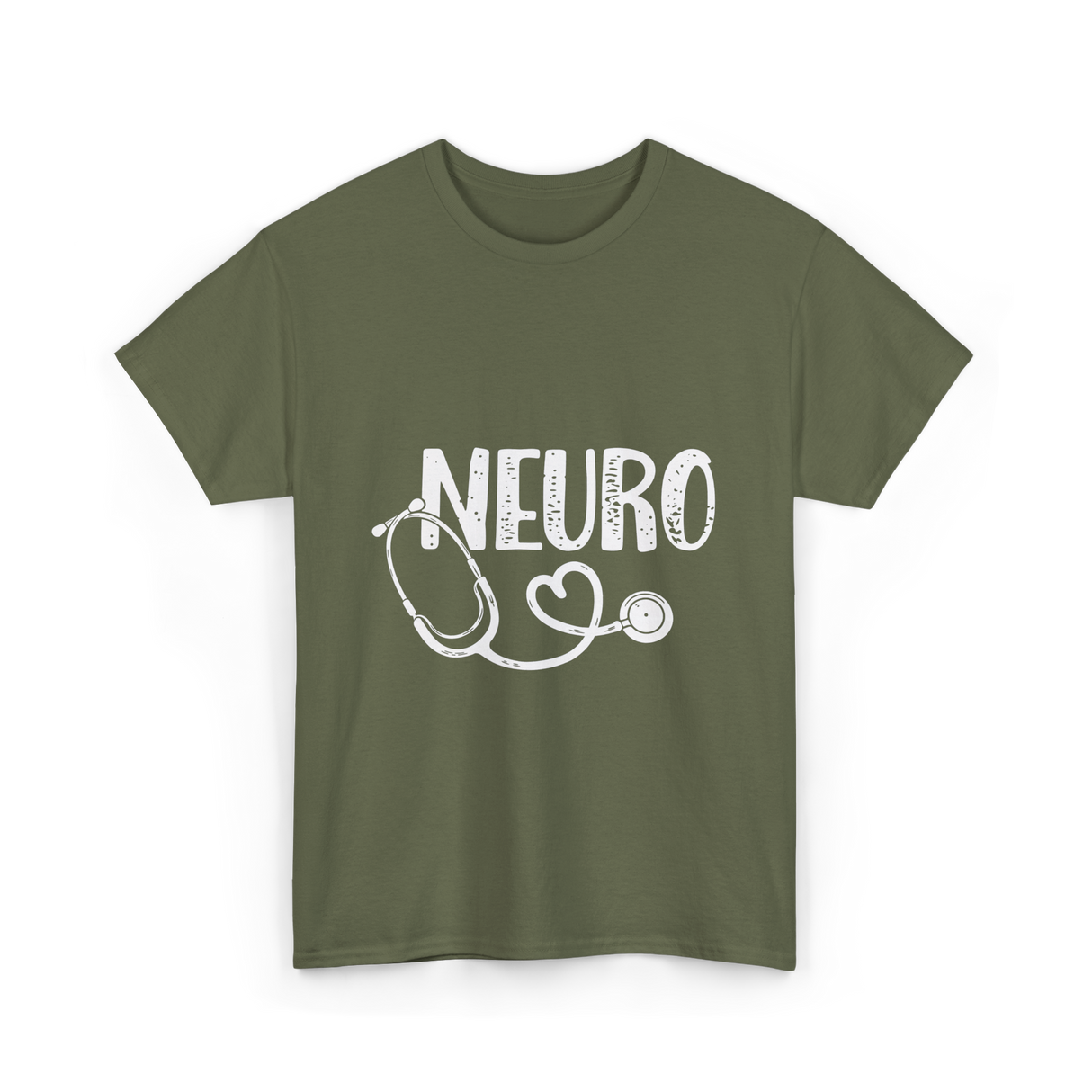 Neuro Love Neurology Stethoscope T-Shirt - Military Green