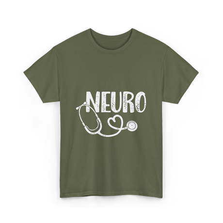 Neuro Love Neurology Stethoscope T-Shirt - Military Green