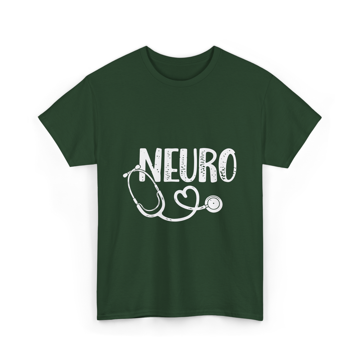 Neuro Love Neurology Stethoscope T-Shirt - Forest Green