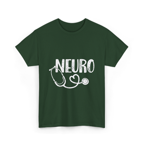 Neuro Love Neurology Stethoscope T-Shirt - Forest Green