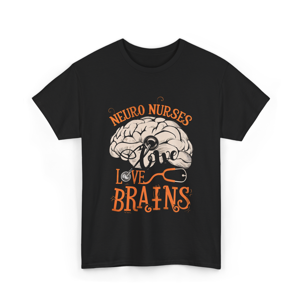 Neuro Nurses Love Brains Neuroscience T-Shirt - Black