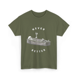 Never Better Skeleton Coffin T-Shirt - Military Green