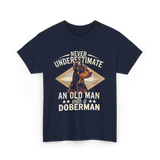 Never Underestimate Old Man Doberman T-Shirt - Navy