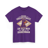 Never Underestimate Old Man Doberman T-Shirt - Purple