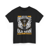 Never Underestimate Old Man Guitar T-Shirt - Black