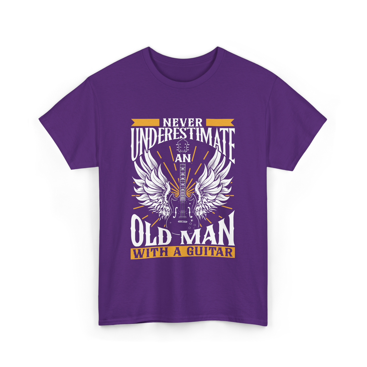 Never Underestimate Old Man Guitar T-Shirt - Purple