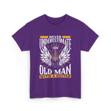 Never Underestimate Old Man Guitar T-Shirt - Purple