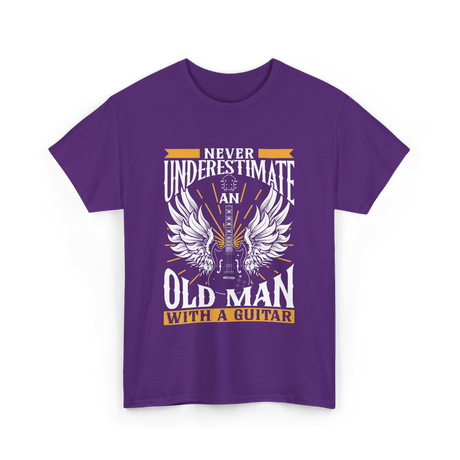 Never Underestimate Old Man Guitar T-Shirt - Purple