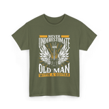 Never Underestimate Old Man Guitar T-Shirt - Military Green