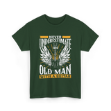 Never Underestimate Old Man Guitar T-Shirt - Forest Green