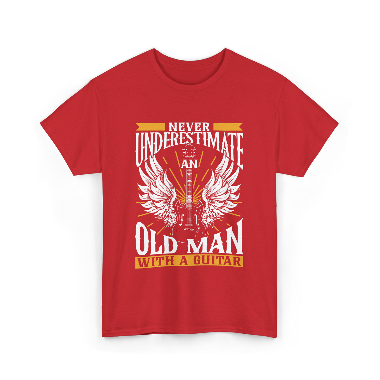 Never Underestimate Old Man Guitar T-Shirt - Red