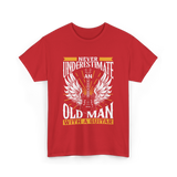 Never Underestimate Old Man Guitar T-Shirt - Red