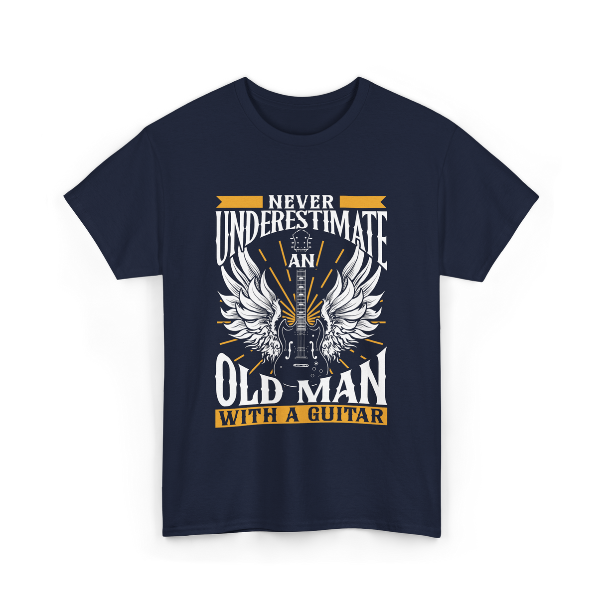 Never Underestimate Old Man Guitar T-Shirt - Navy