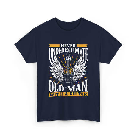 Never Underestimate Old Man Guitar T-Shirt - Navy