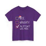 Nice Naughty An Attempt Christmas T-Shirt - Purple