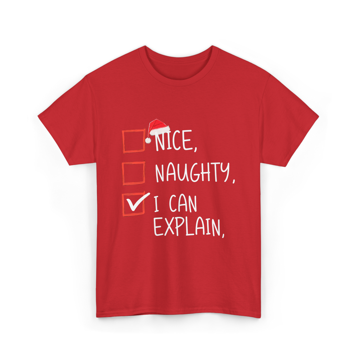 Nice Naughty I Can Explain Christmas T-Shirt - Red