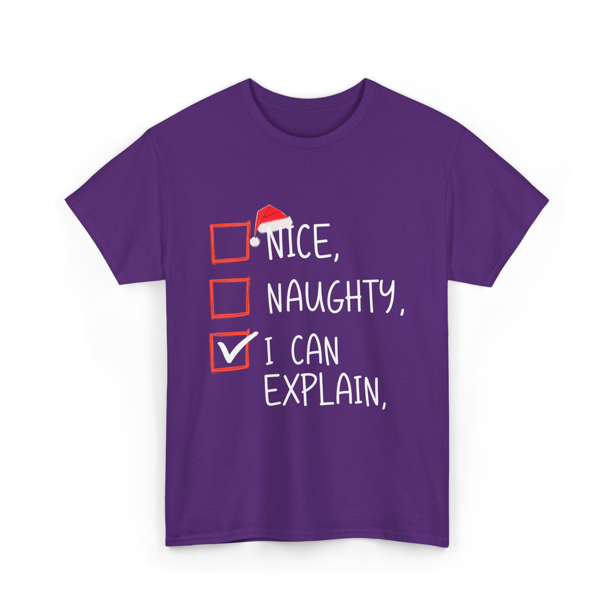 Nice Naughty I Can Explain Christmas T-Shirt - Purple