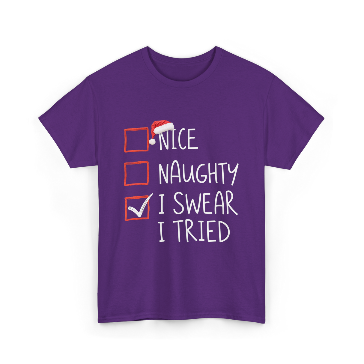 Nice Naughty I Swear Christmas T-Shirt - Purple