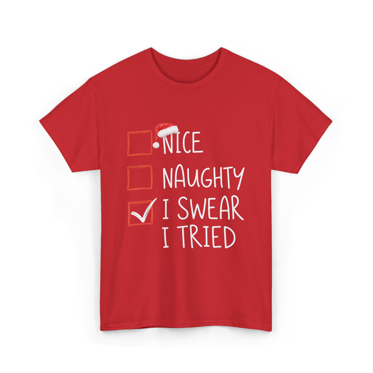 Nice Naughty I Swear Christmas T-Shirt - Red