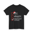 Nice Naughty Insufficient Evidence Christmas T-Shirt - Black