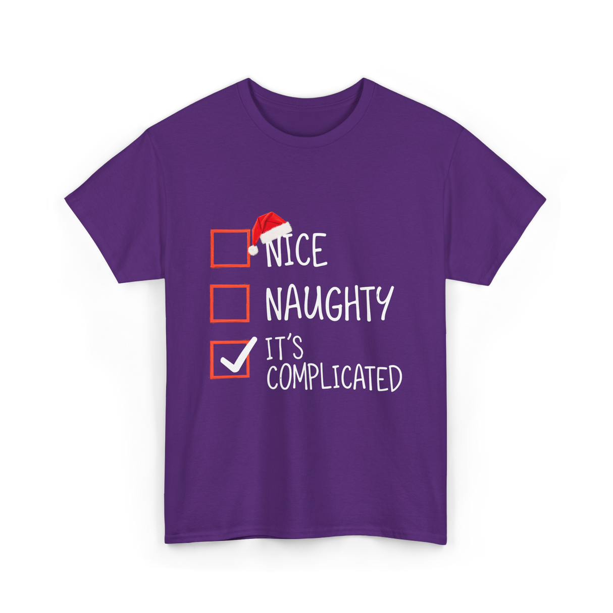 Nice Naughty Its Complicated Christmas T-Shirt - Purple