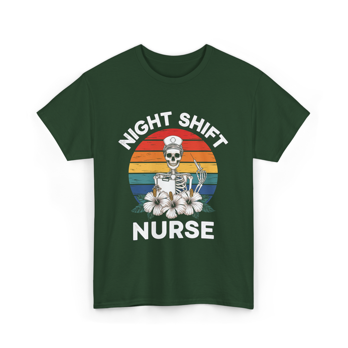 Night Shift Nurse Halloween T-Shirt - Forest Green