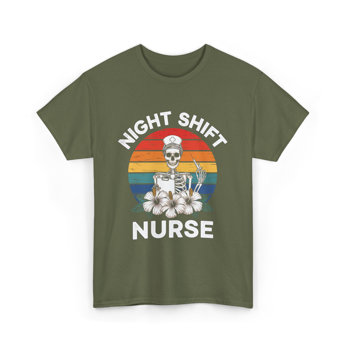 Night Shift Nurse Halloween T-Shirt - Military Green