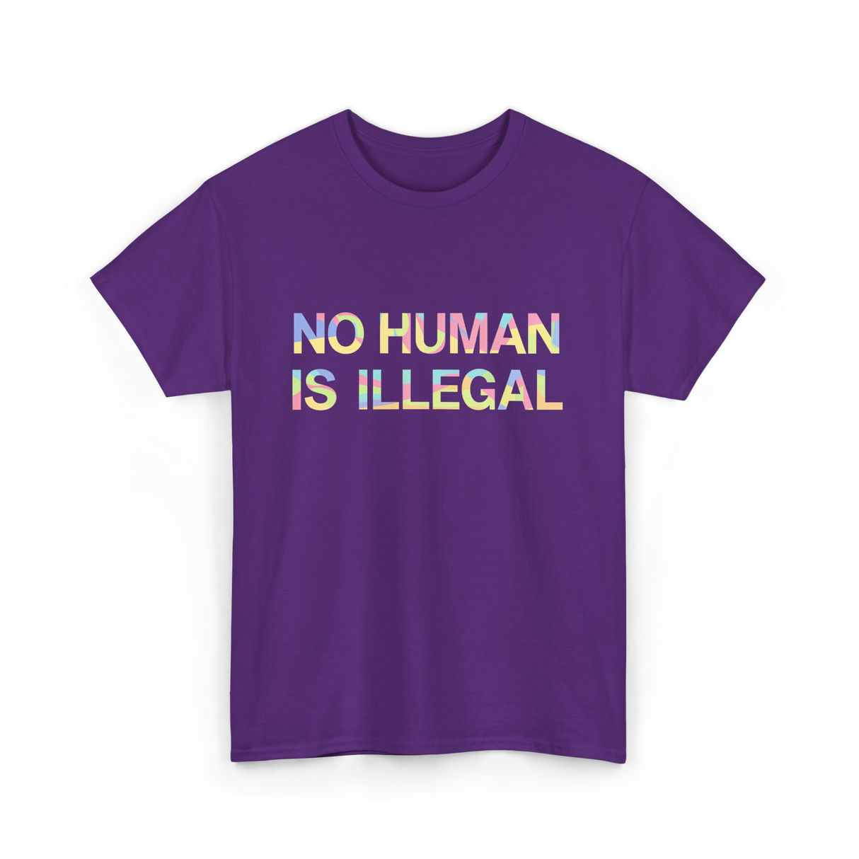 No Human Is Illegal Immigration T-Shirt - Purple